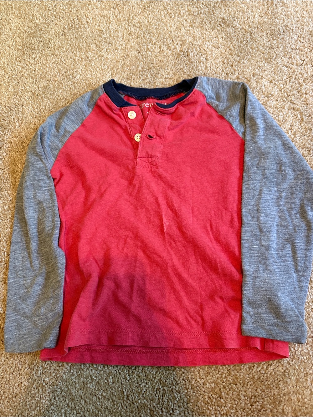 Crewcuts Long Sleeve Henley Shirt - Red with Gray Sleeves